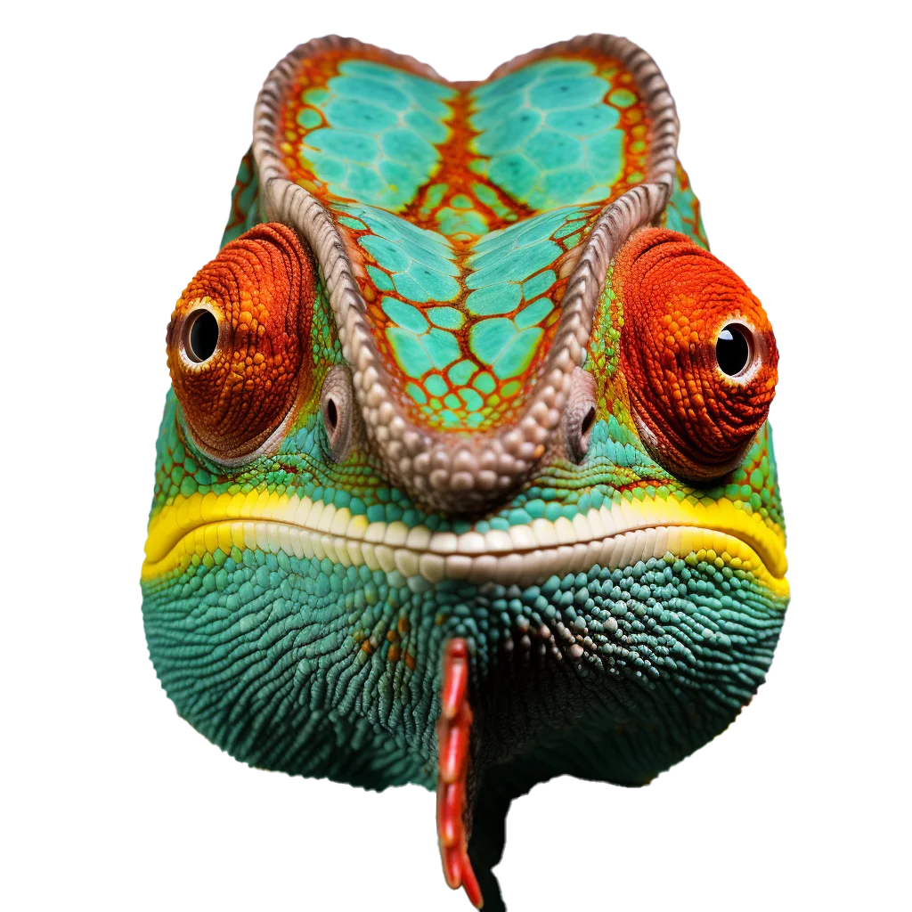 Colorful Chameleon Reptile Head Portrait Cutout Free PNG