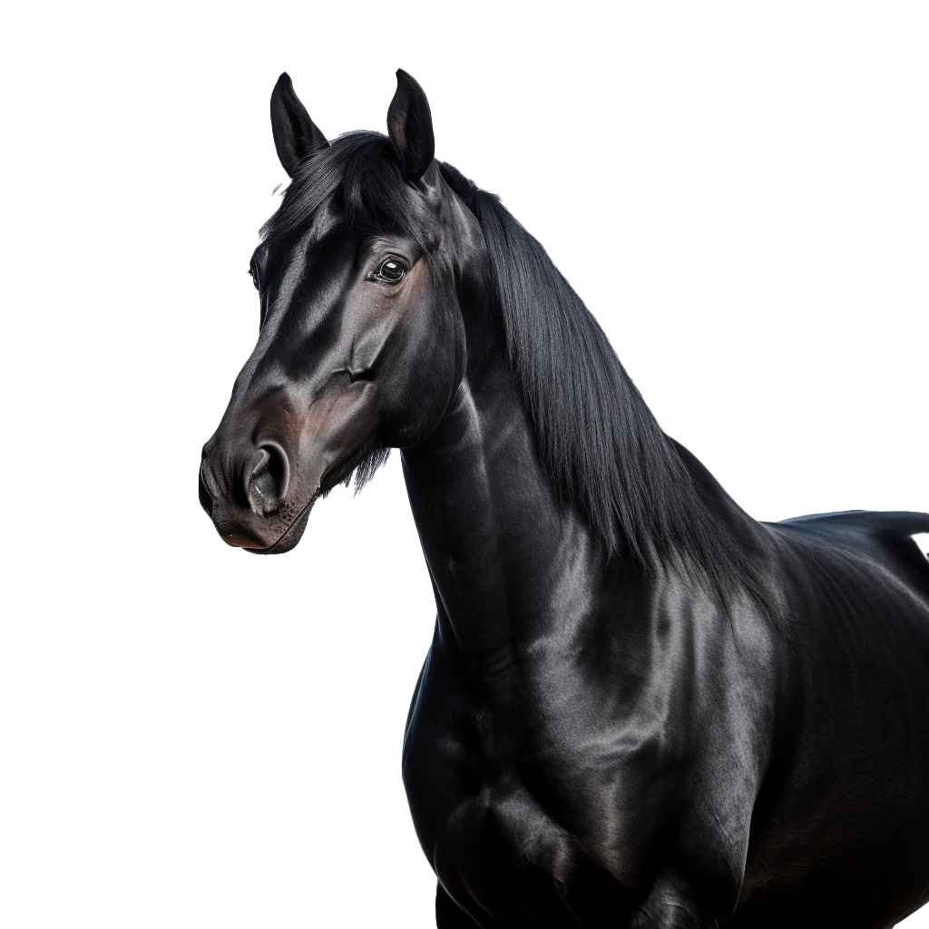 Glossy Purebred Black Horse Stallion Bust Cutout Free PNG