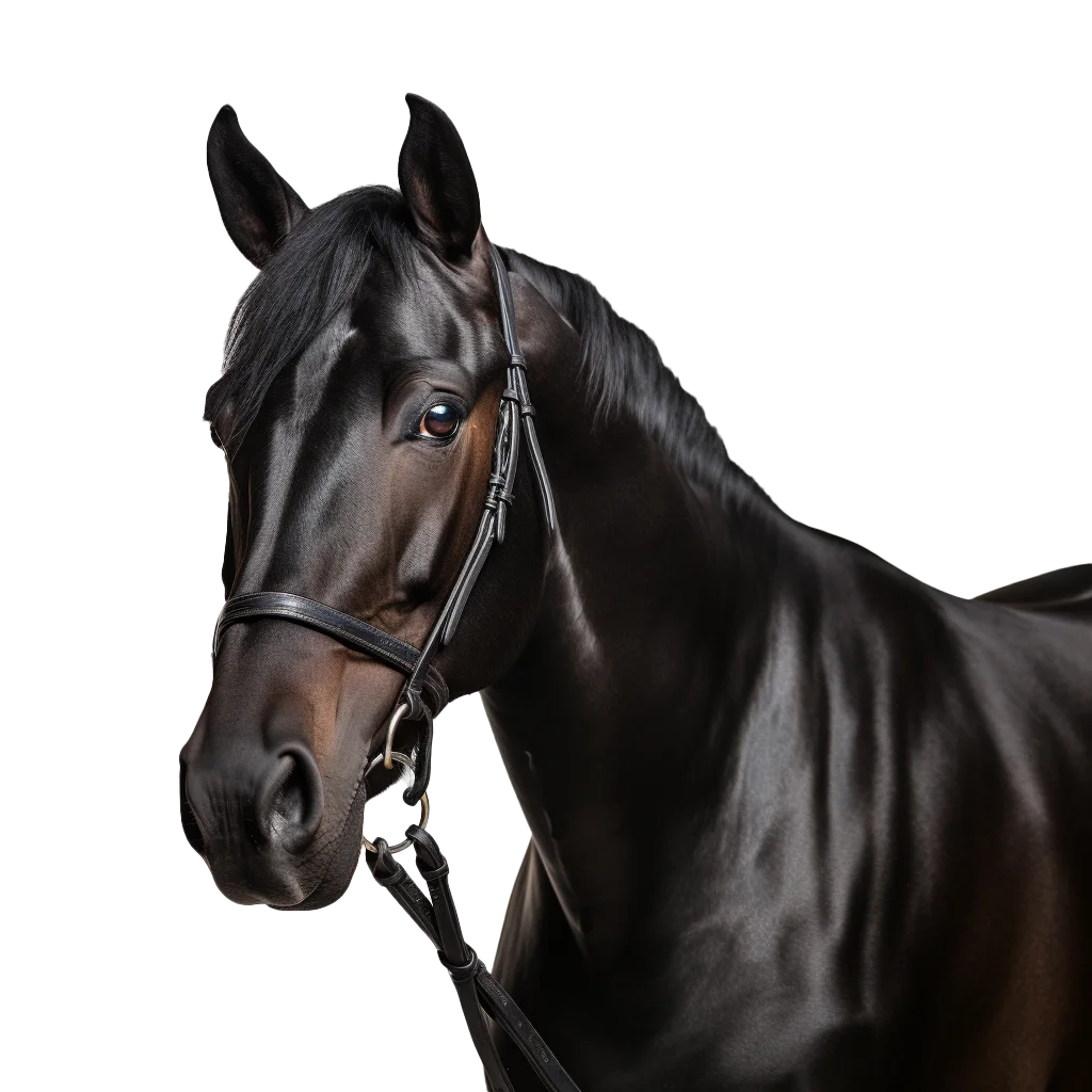 Black Stallion Horse Head With Leather Bridle Free PNG