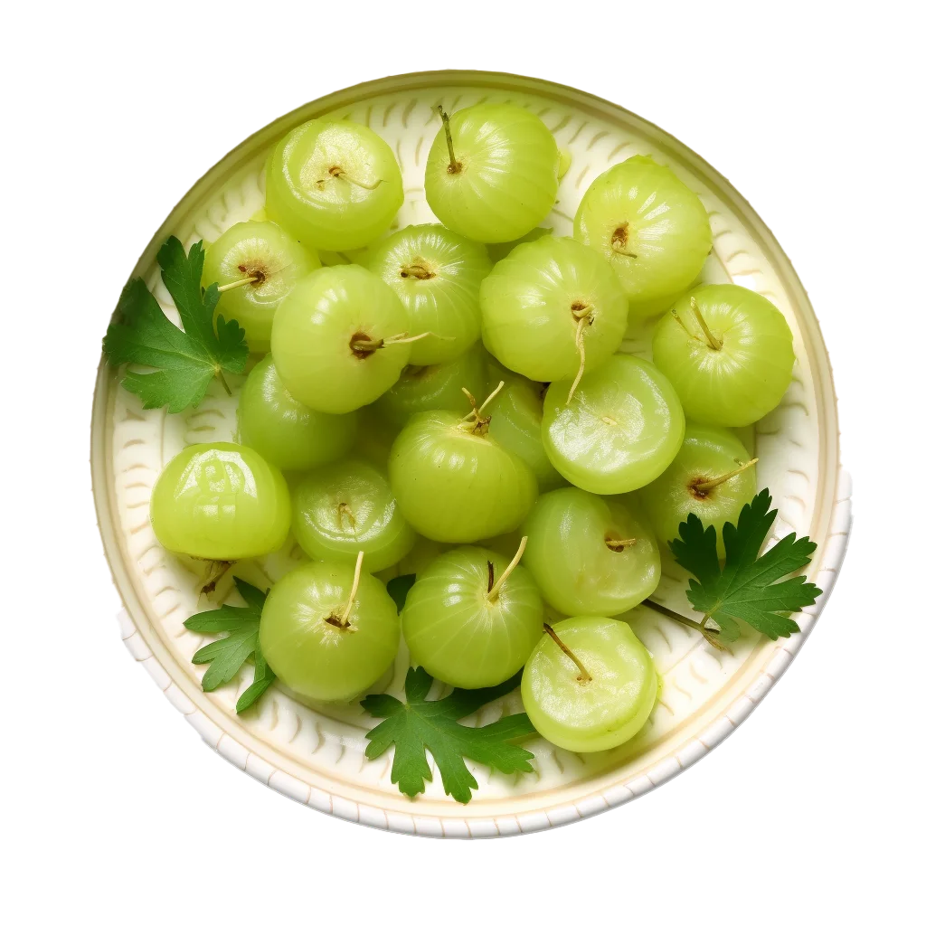 Platter Of Fresh Ripe Green Gooseberries Food Free PNG