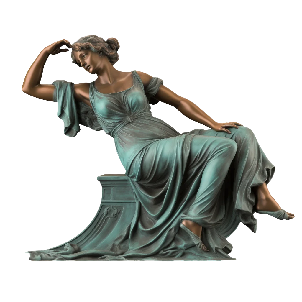 Classical Reclining Greek Woman Marble Statue Free PNG