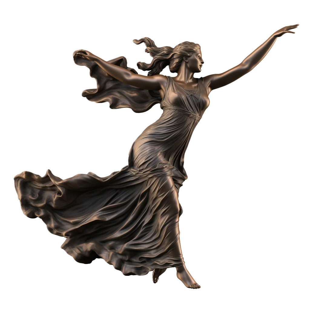 Classical Winged Bronze Maiden Statue Sculpture Free PNG