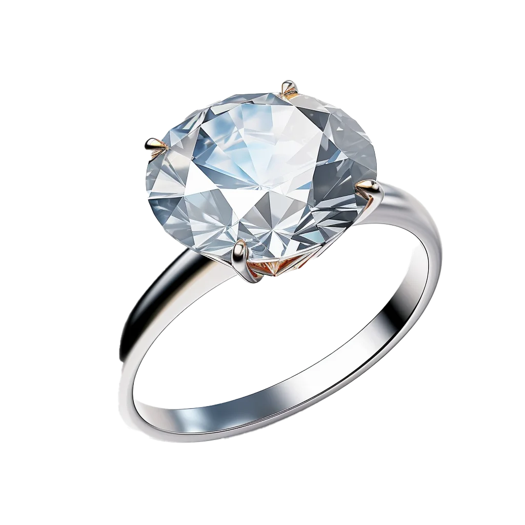 Solitaire Round Diamond Platinum Engagement Ring Free PNG