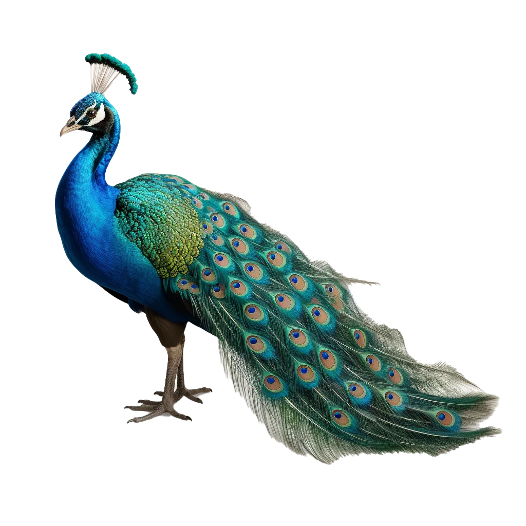 Wild Male Peacock Bird Profile View Cutout Free PNG