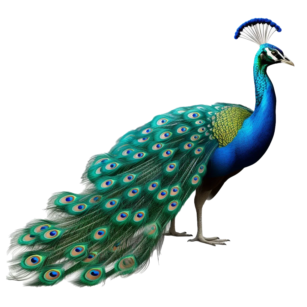 Vibrant Male Peacock Bird Standing Feathers Free PNG