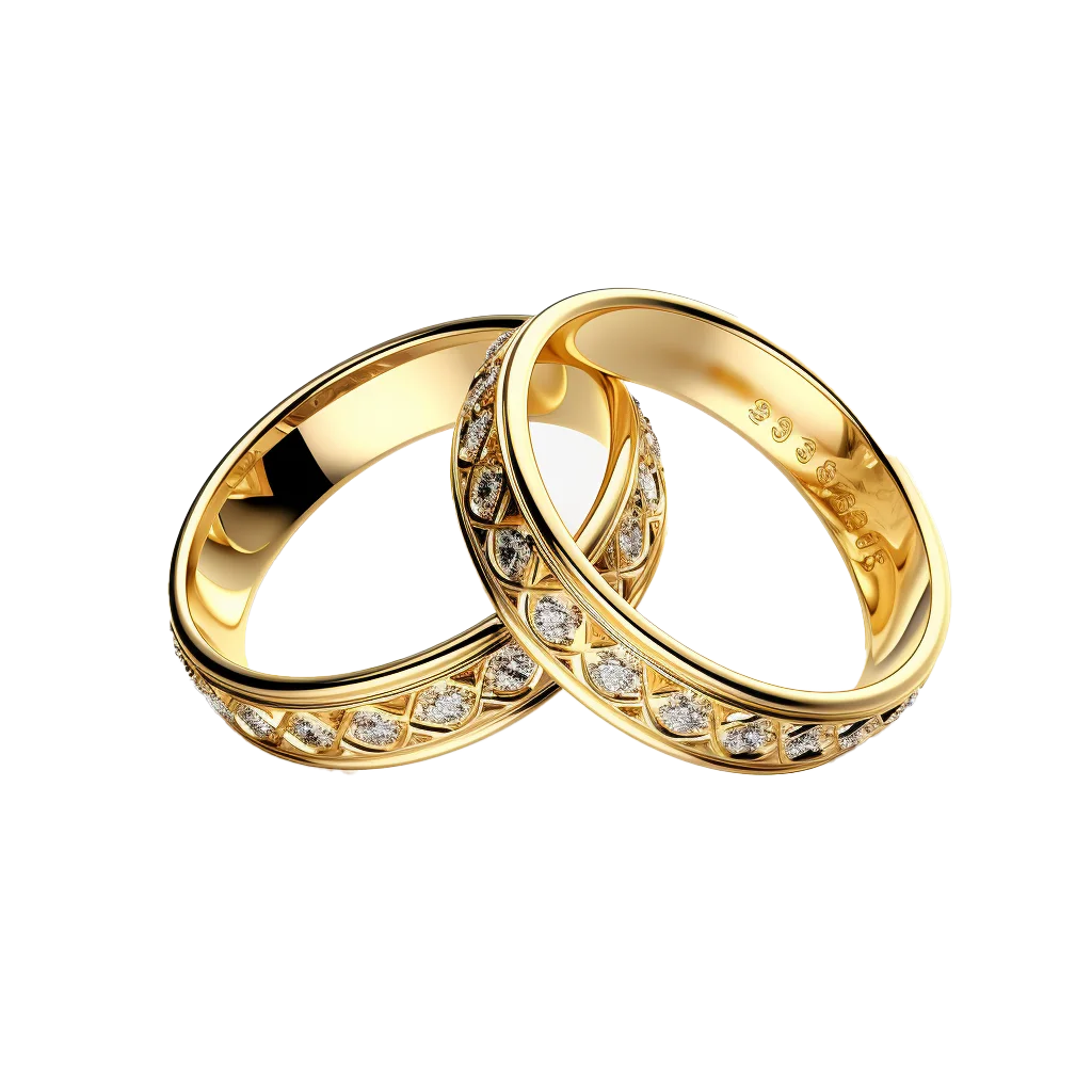 Classic Gold Wedding Bands Ring Pair Jewelry Free PNG