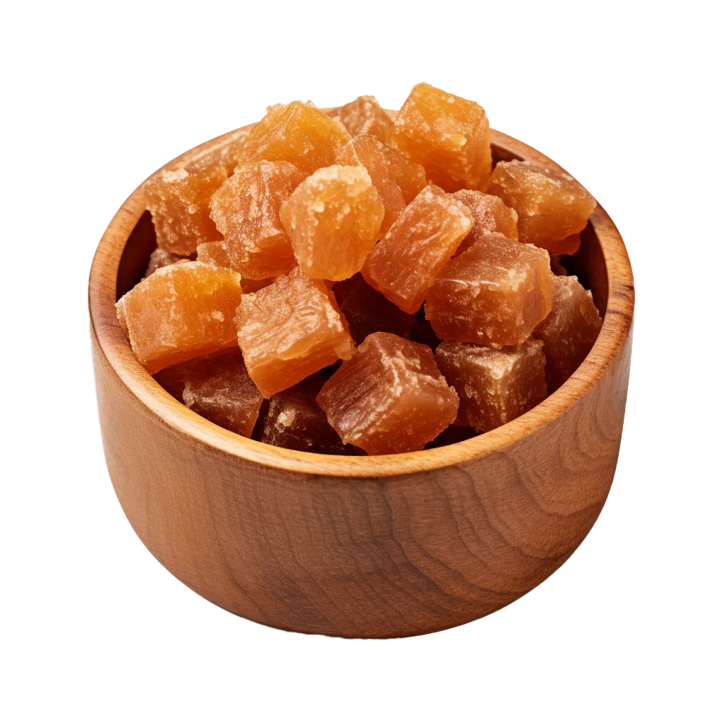 Sweet Dried Fruit Bites In Natural Wooden Bowl Free PNG