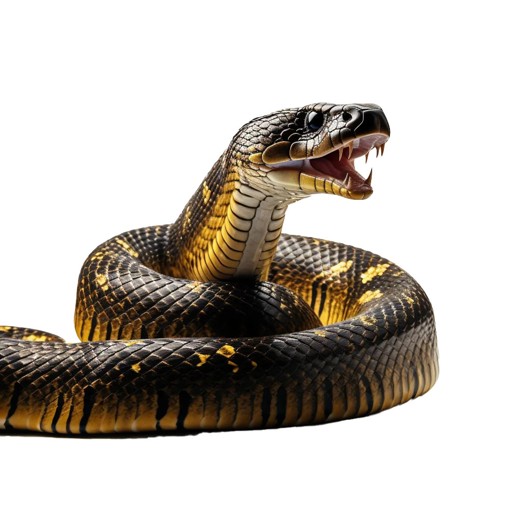 Black Cobra Snake With Open Mouth Striking Cutout Free PNG