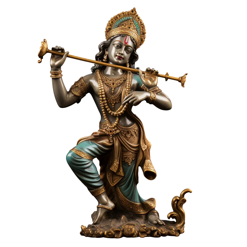 Standing Lord Krishna Playing Bansuri Idol Cutout Free PNG
