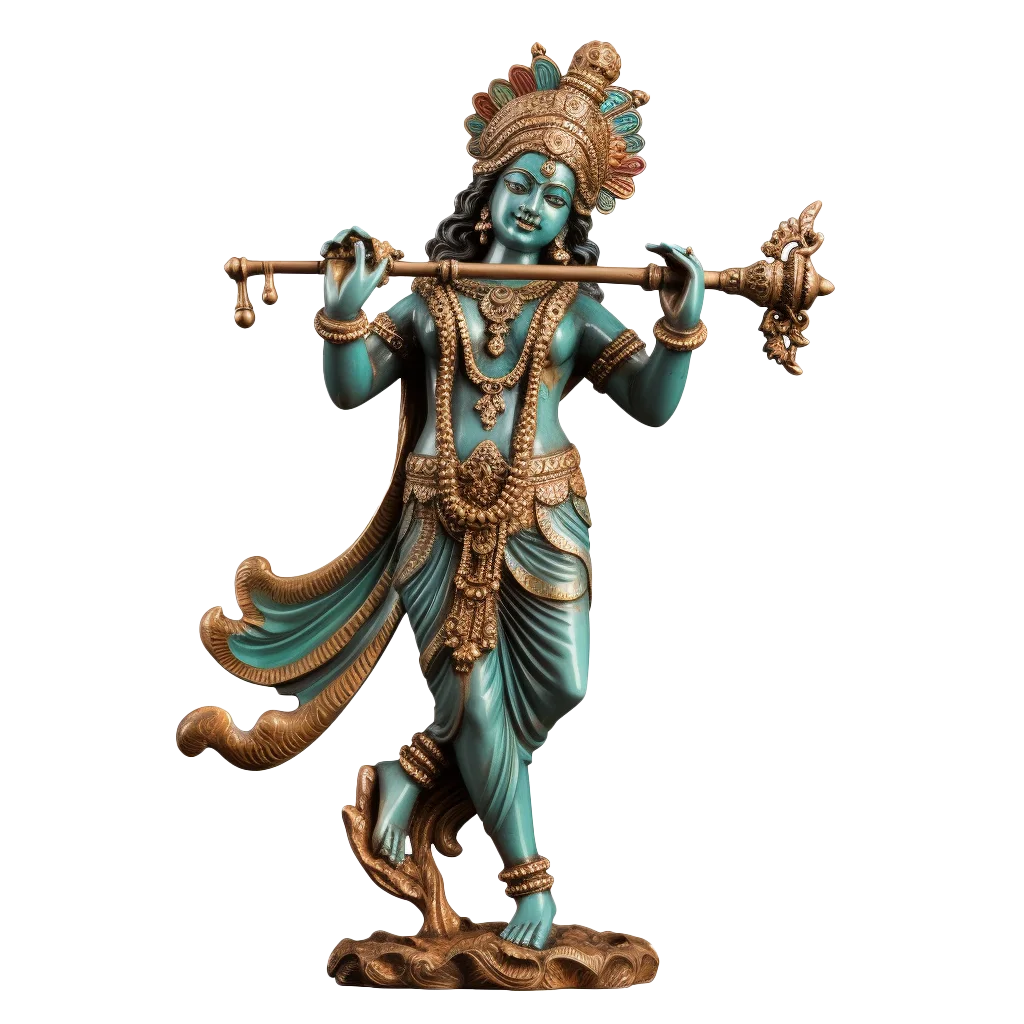 Lord Krishna Standing Flute Statue Deity Cutout Free PNG