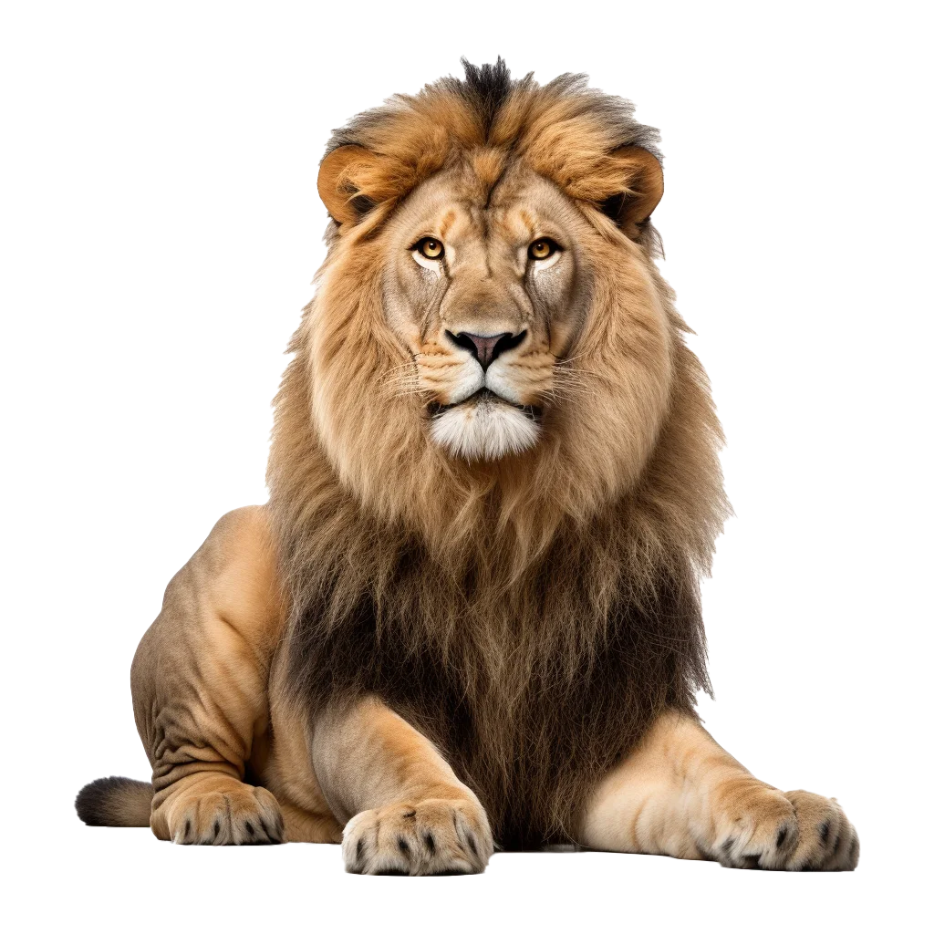 Proud Male Lion Resting Majestic Wildlife Portrait Free PNG