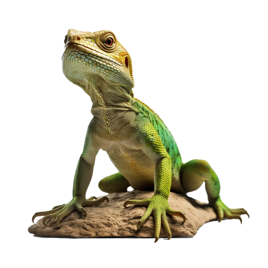 Green Anole Lizard Perched On Natural Wood Log Free PNG