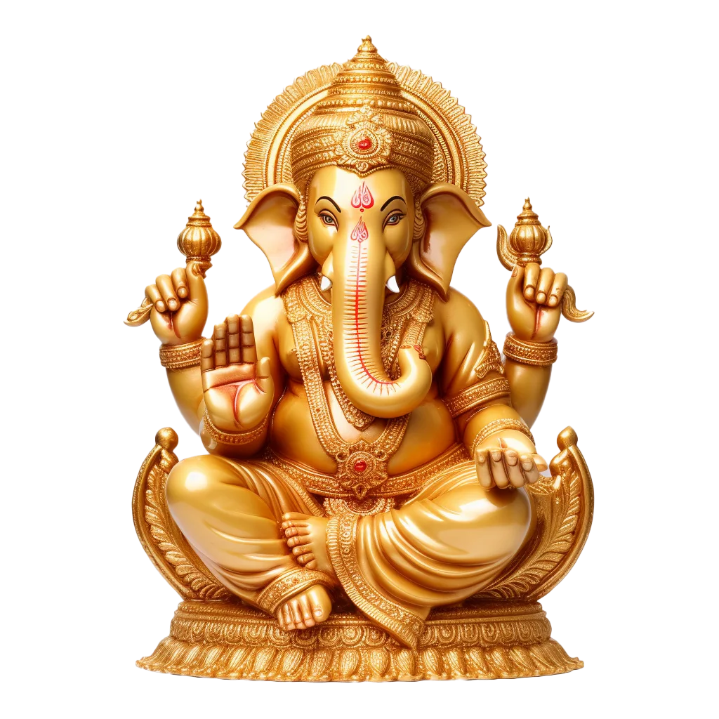 Golden Lord Ganesha Idol Hindu Deity Statue Cutout Free PNG