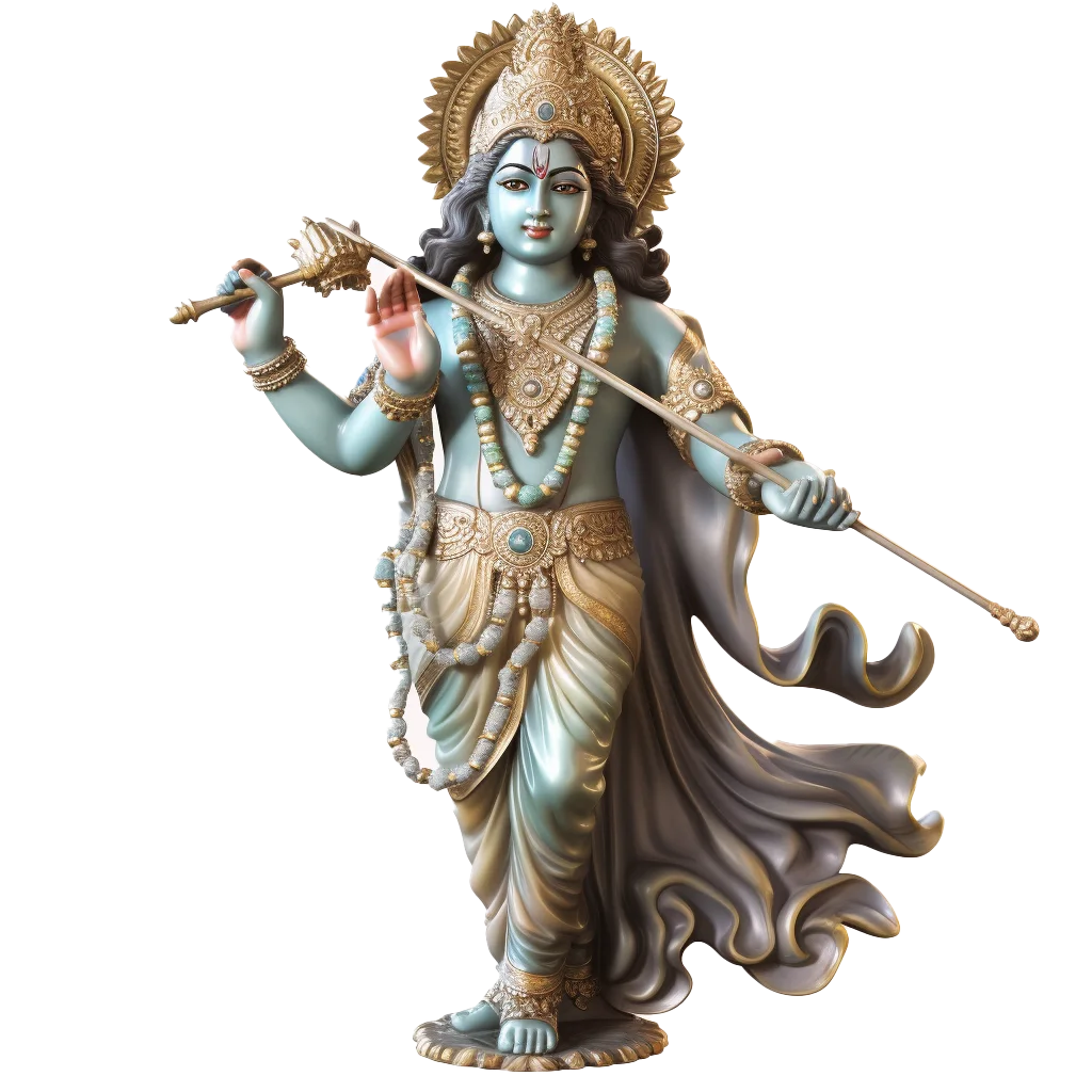 Hindu Deity Lord Krishna Standing Bronze Idol Cutout Free PNG