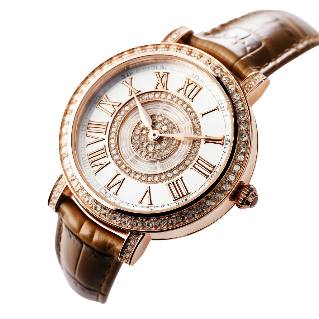 Luxury Rose Gold Mechanical Wrist Watch Cutout Free PNG