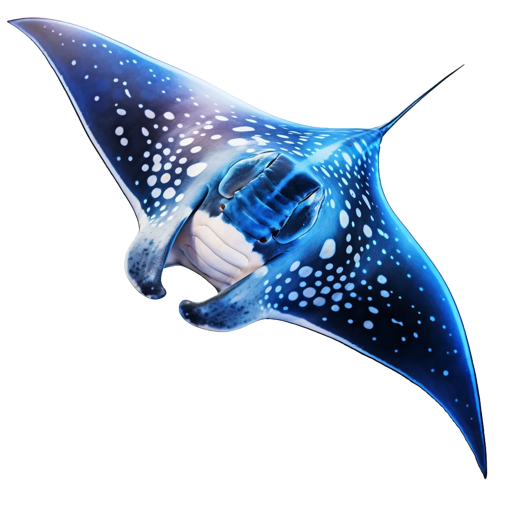 Swimming Blue Manta Ray Fish Marine Wildlife Art Free PNG