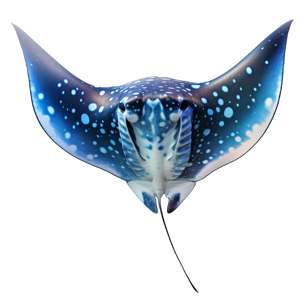 Glowing Blue Spotted Manta Ray Ocean Fish Cutout Free PNG