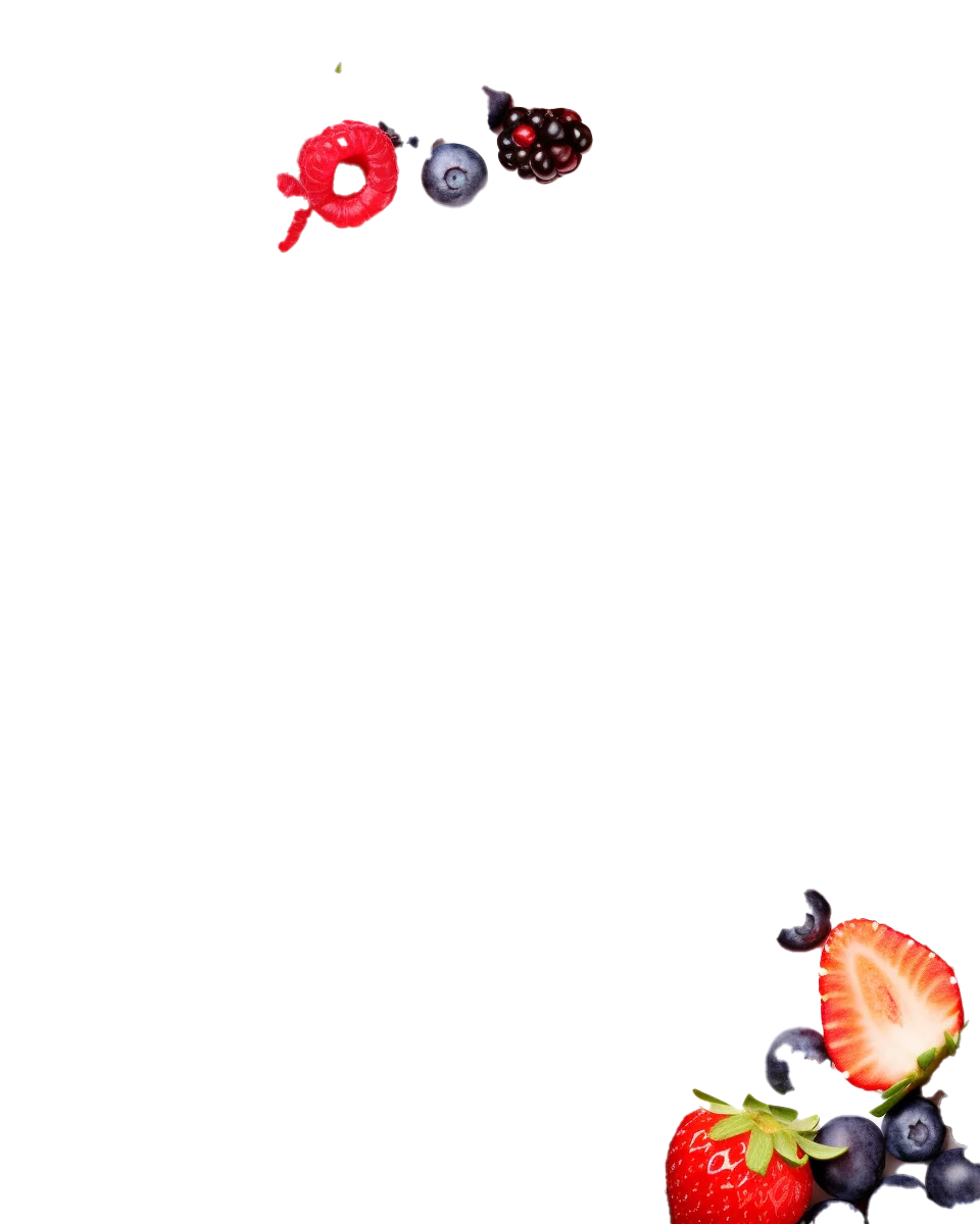Floating Mixed Berry Splash With Mint Fruit Border Free PNG