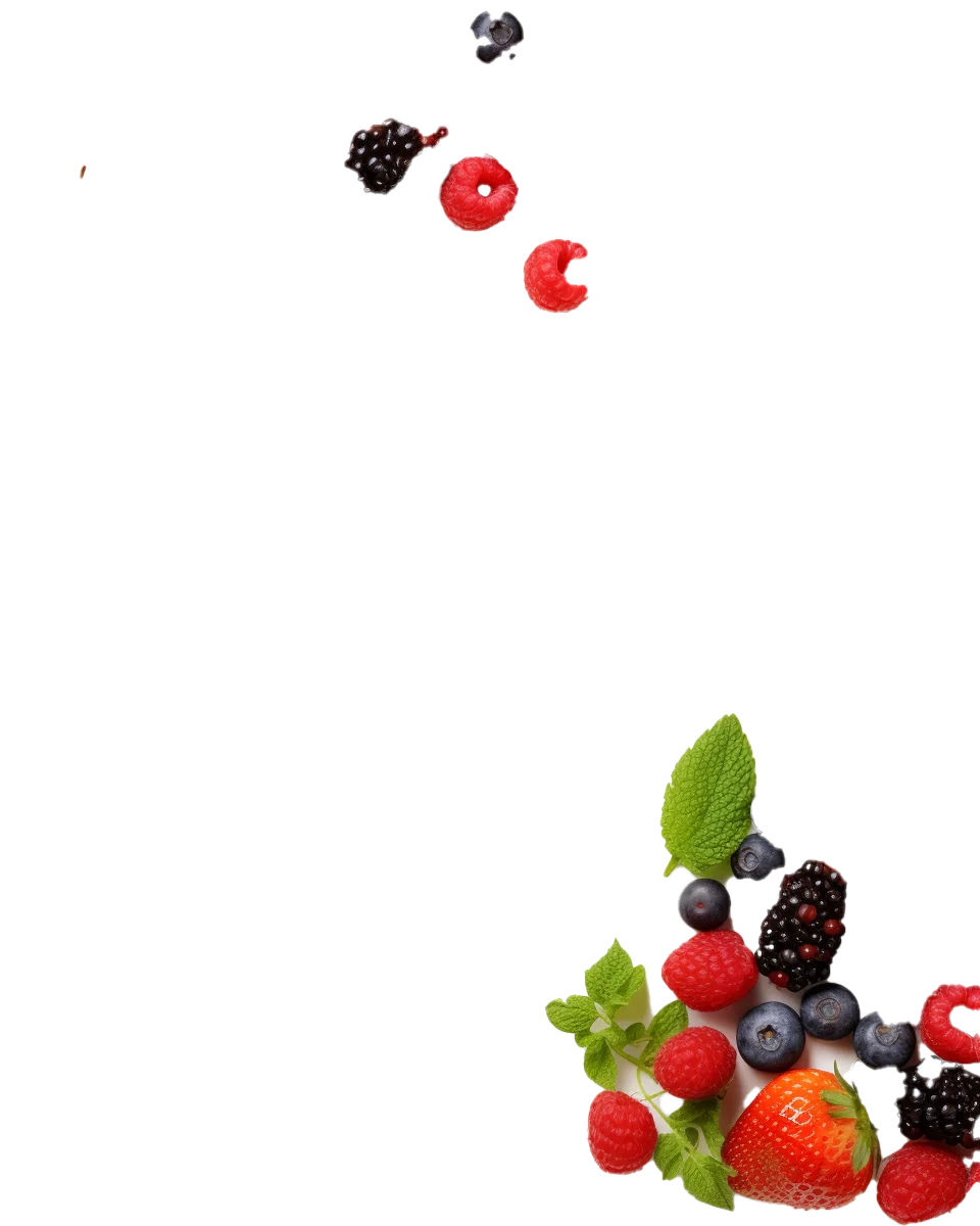 Floating Fresh Mixed Berries Fruit Framing Border Free PNG