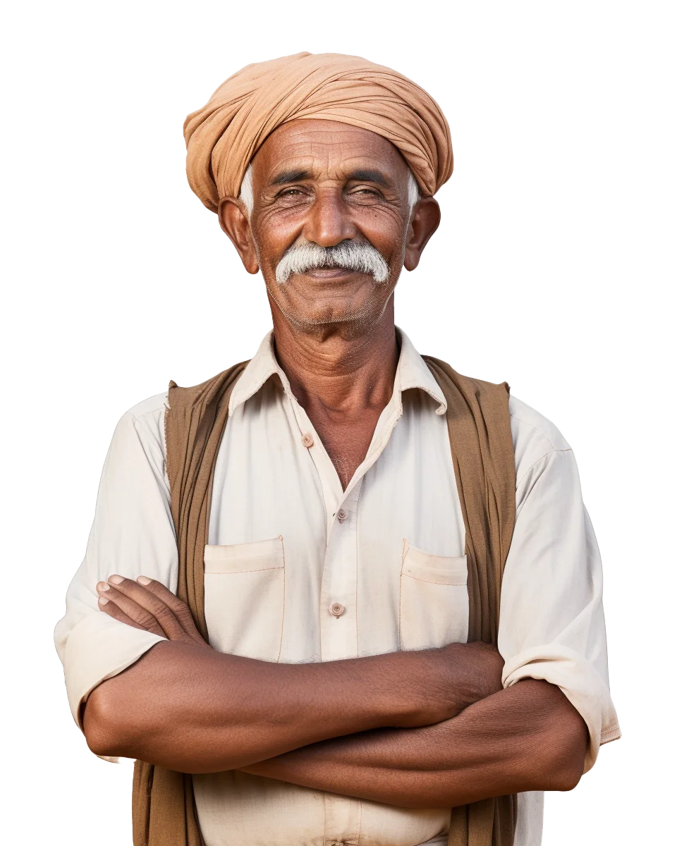 Elderly Indian Farmer In Turban Headwrap Portrait Free PNG