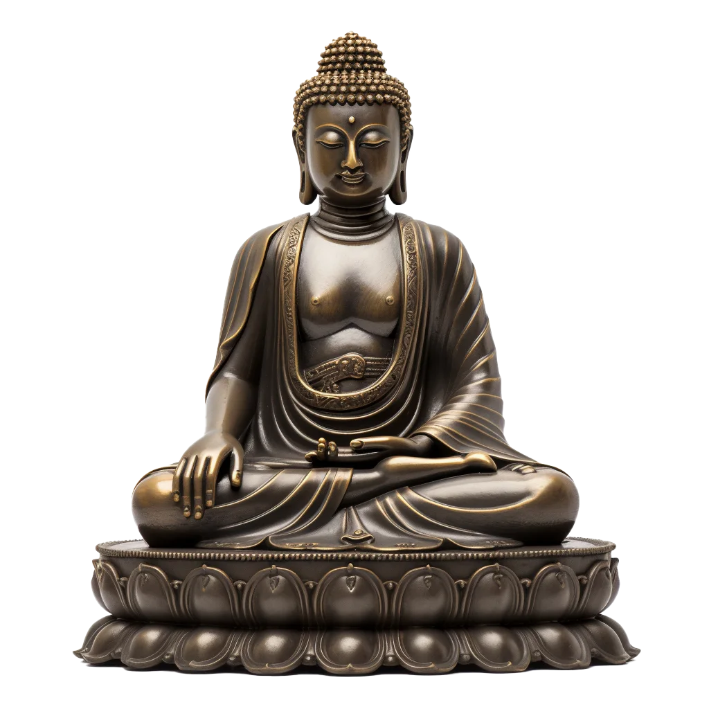 Antique Bronze Gautama Buddha Meditating Statue Free PNG