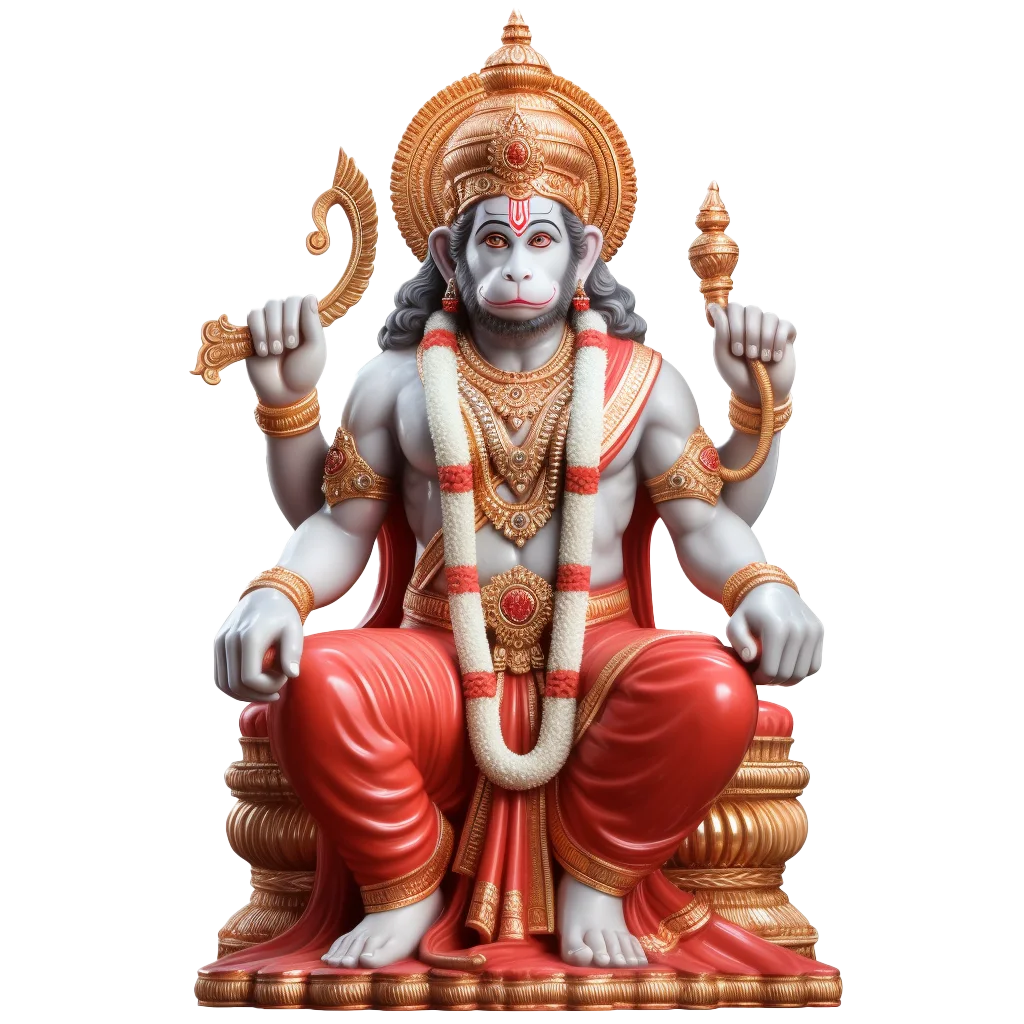 Ornate Seated Hindu Deity Statue Idol Sculpture Free PNG