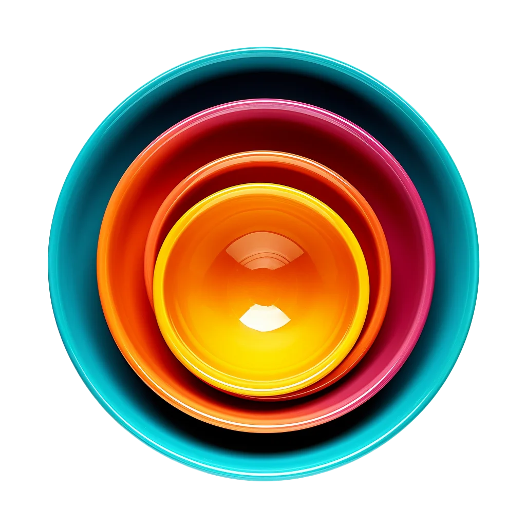 Colorful Round Nesting Bowls Top View Free PNG