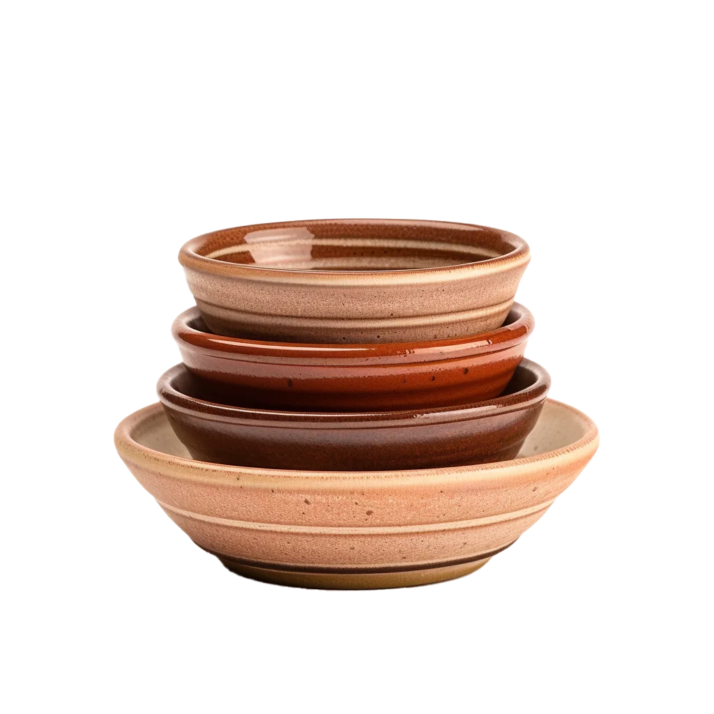 Stacked Ceramic Pinch Prep Bowls Free PNG