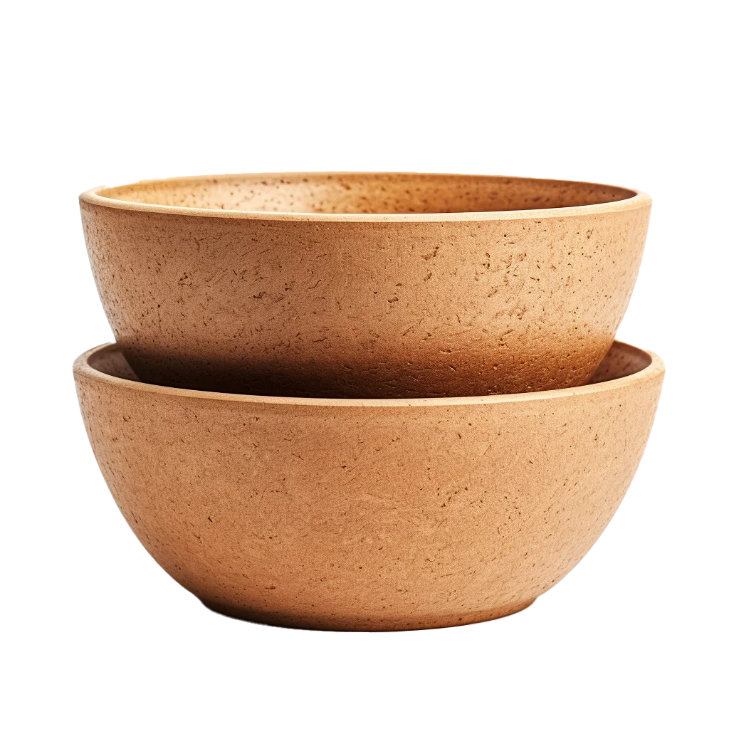 Two Stacked Rustic Wooden Bowls Free PNG