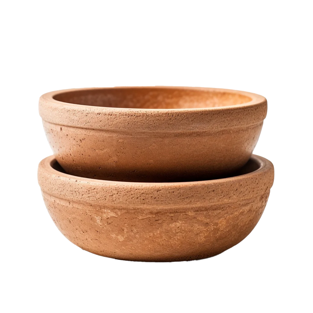 Pair of Stacked Natural Wood Bowls Free PNG