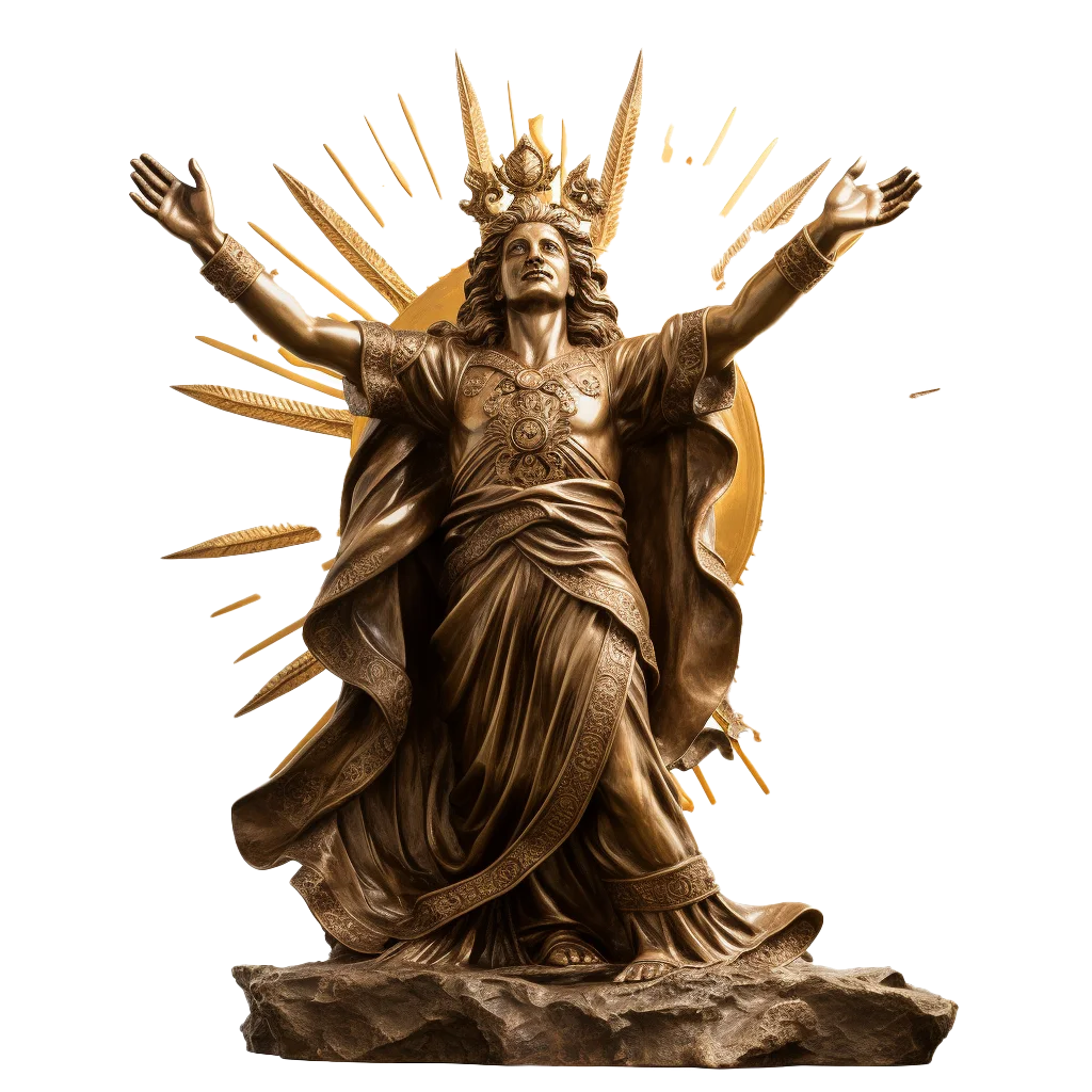 Antique Bronze Winged Deity Statue Free PNG