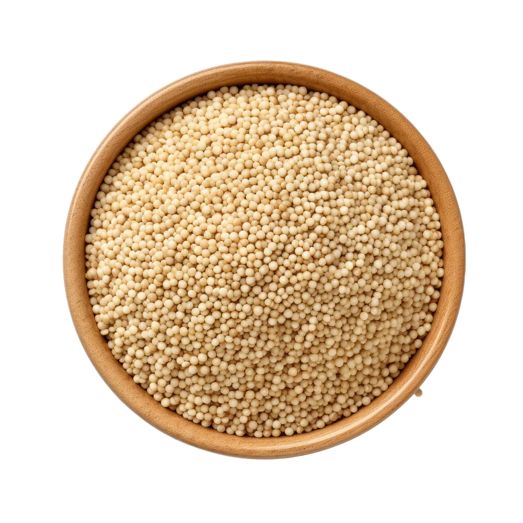 Raw Brown Sesame Seeds in Wooden Bowl Free PNG
