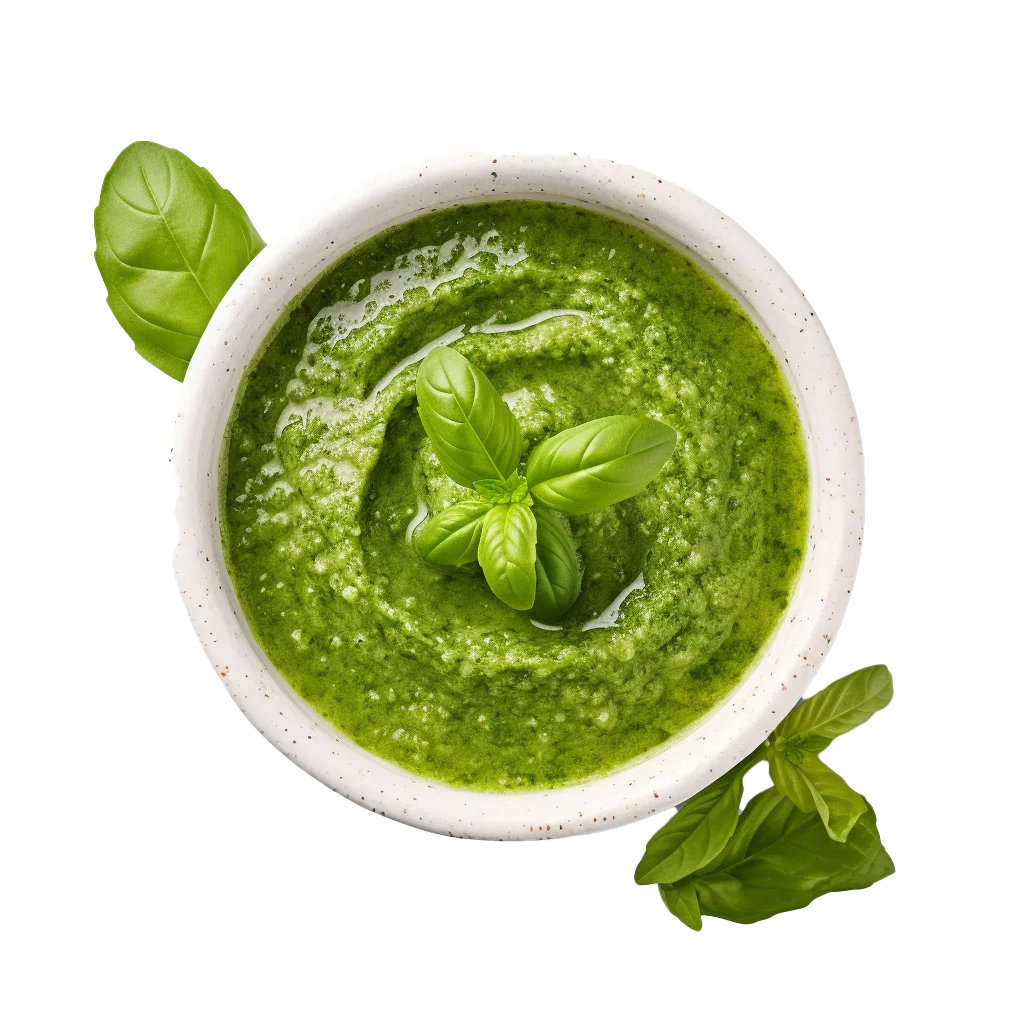 Fresh Green Herb Pesto Sauce Bowl Free PNG