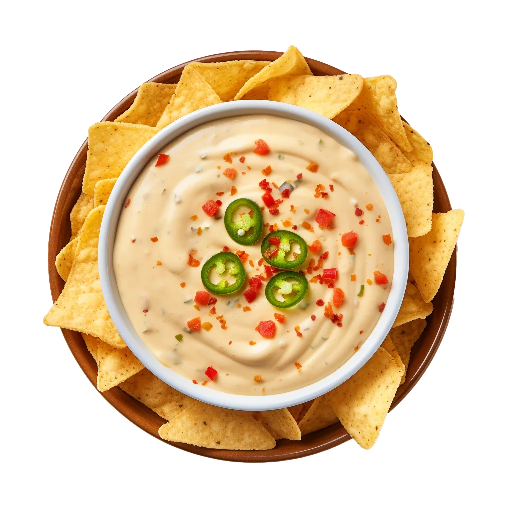 Creamy Queso Dip with Tortilla Chips Free PNG