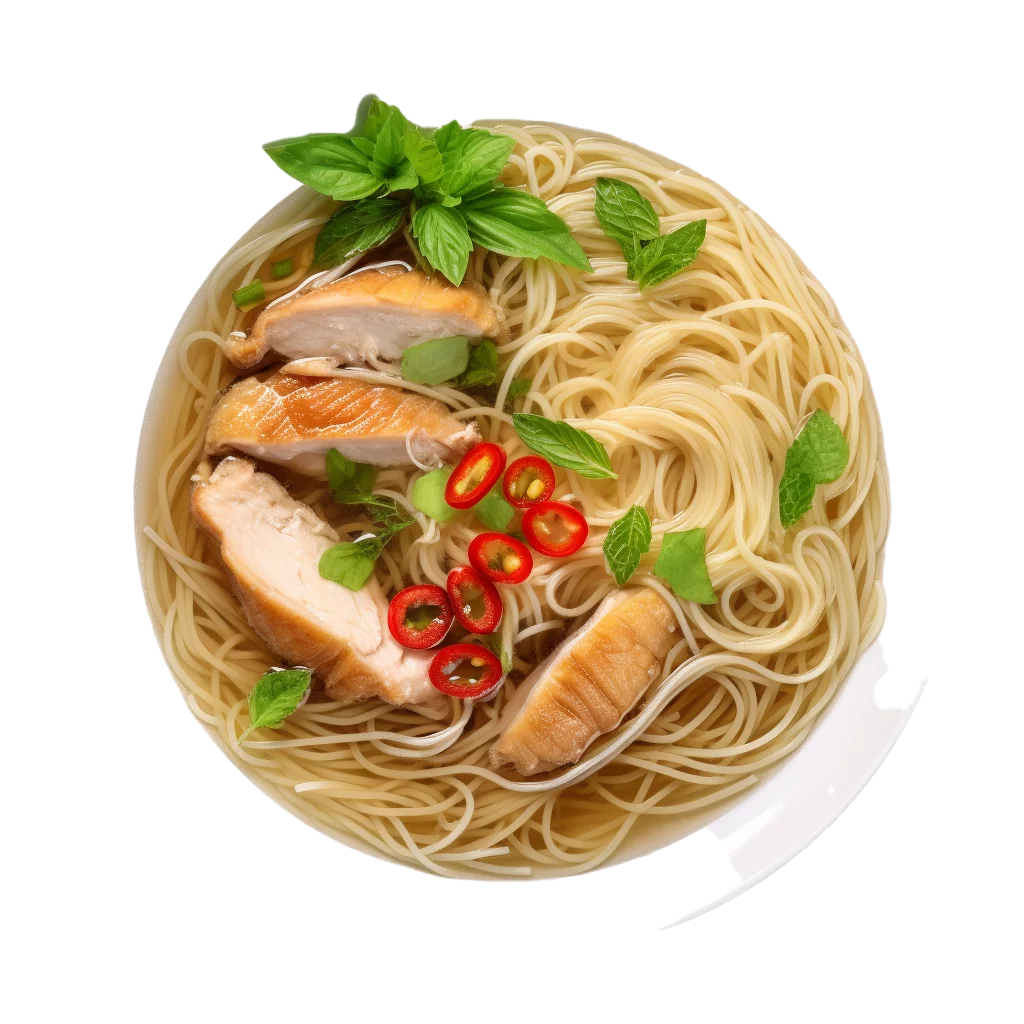 Asian Chicken Noodle Soup Bowl Free PNG