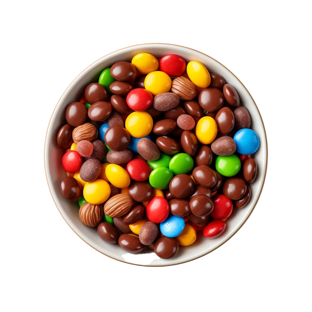 Assorted Colorful Chocolate Candies Bowl Free PNG