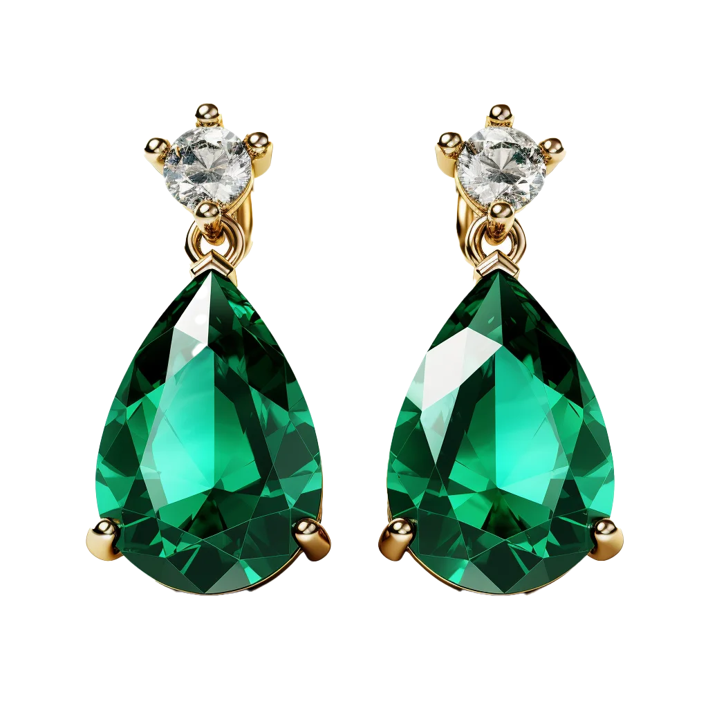 Emerald Green Teardrop Crystal Drop Earrings Free PNG
