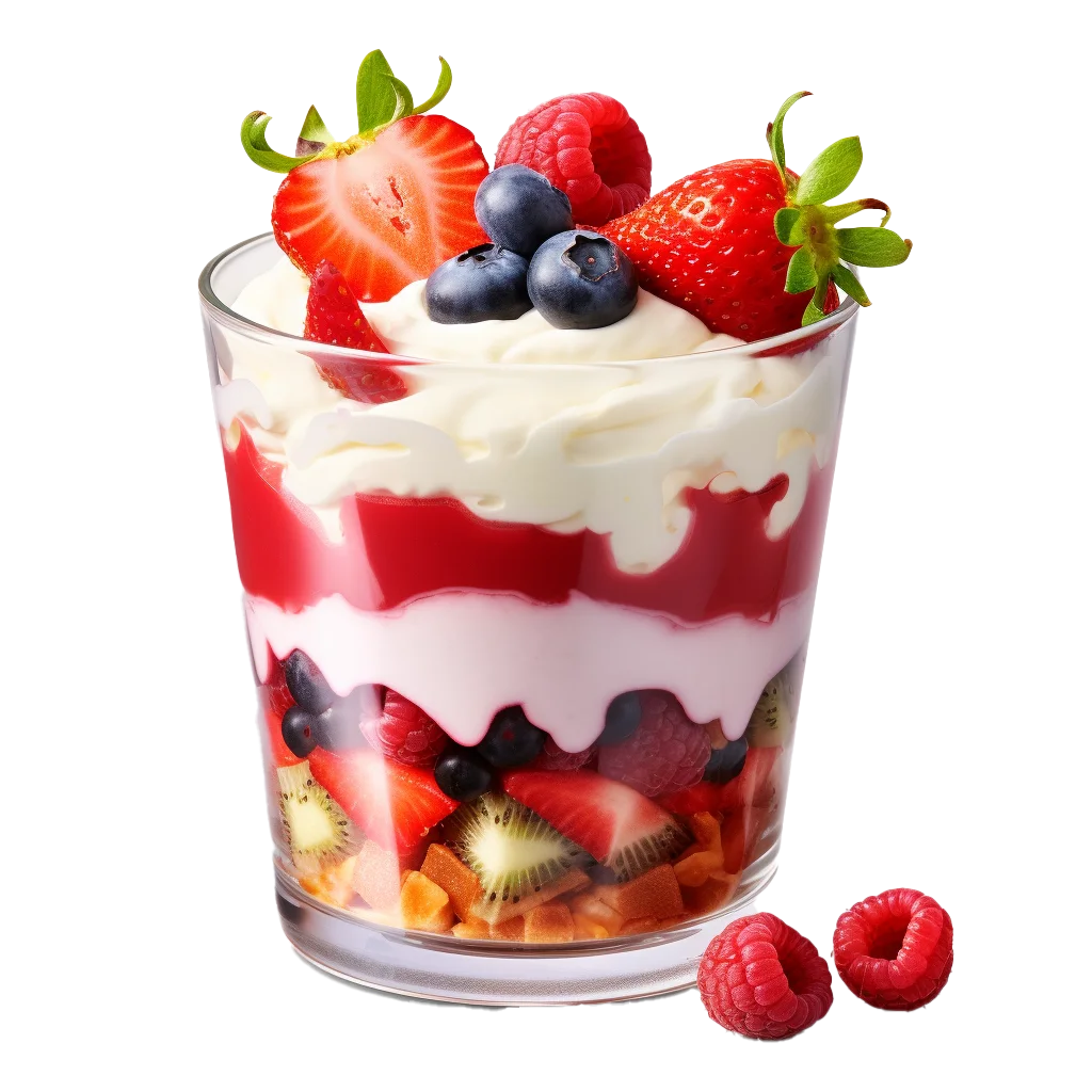 Berry Parfait Dessert with Whipped Cream Free PNG