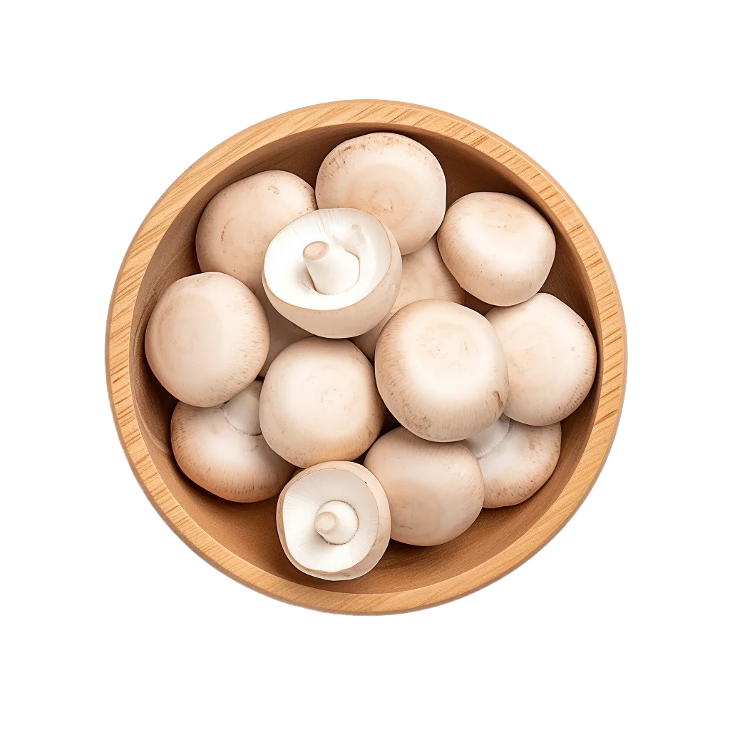 Raw Whole White Button Mushrooms Bowl Free PNG