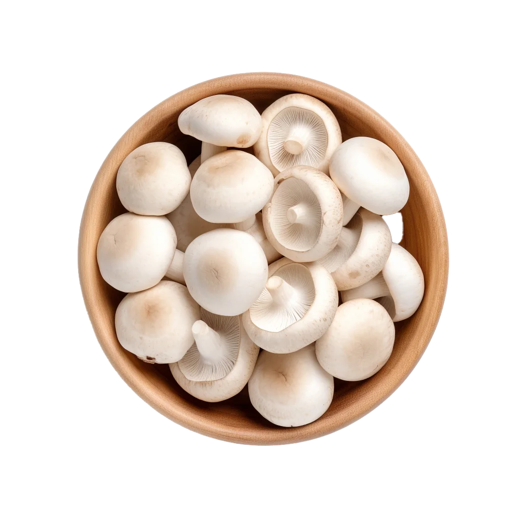 Fresh White Button Mushrooms in Bowl Free PNG