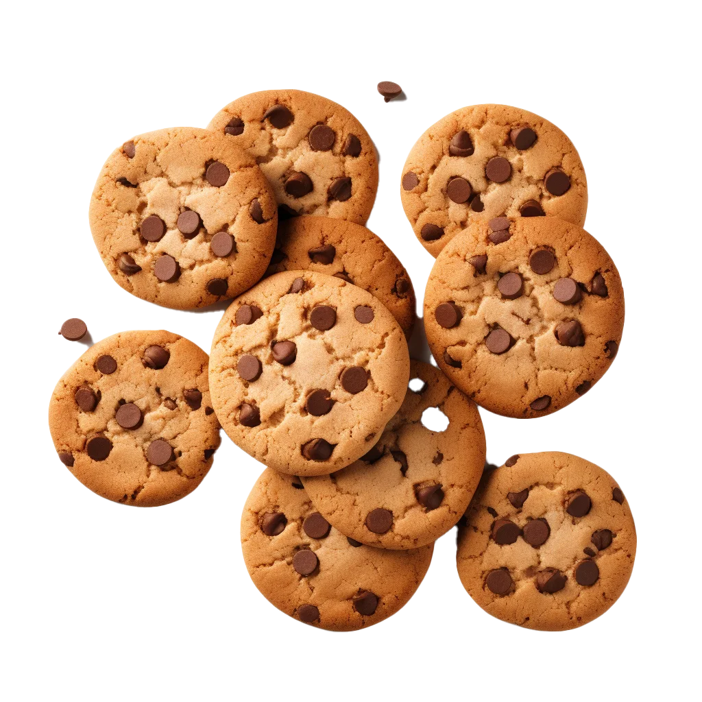 Mini Chocolate Chip Cookies Scattered Free PNG