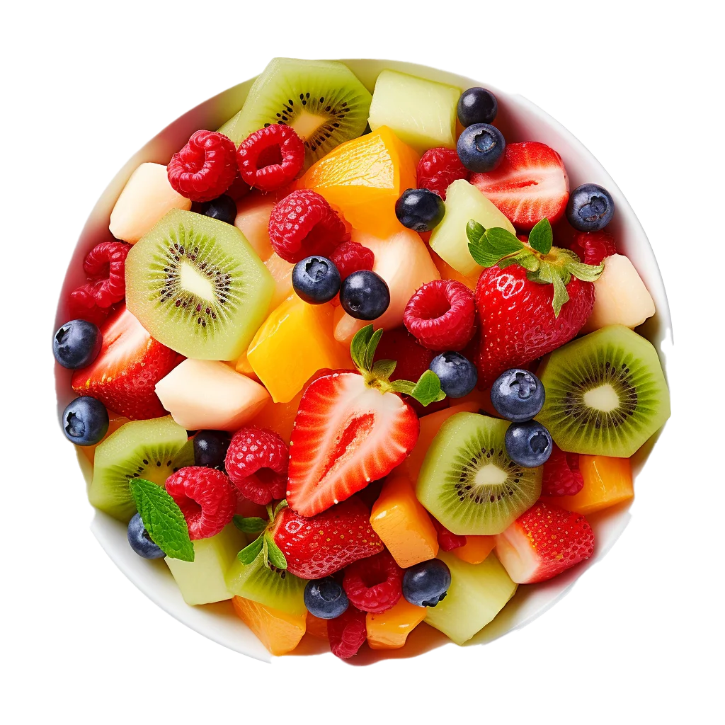 Colorful Mixed Fresh Fruit Salad Bowl Free PNG