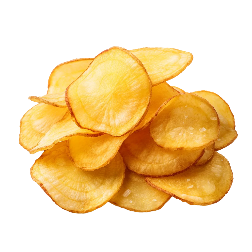 Crispy Golden Potato Chips Pile Free PNG