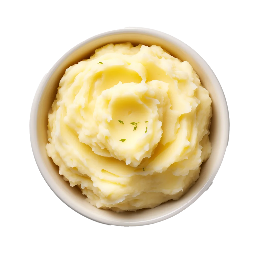 Creamy Mashed Potatoes in White Bowl Free PNG