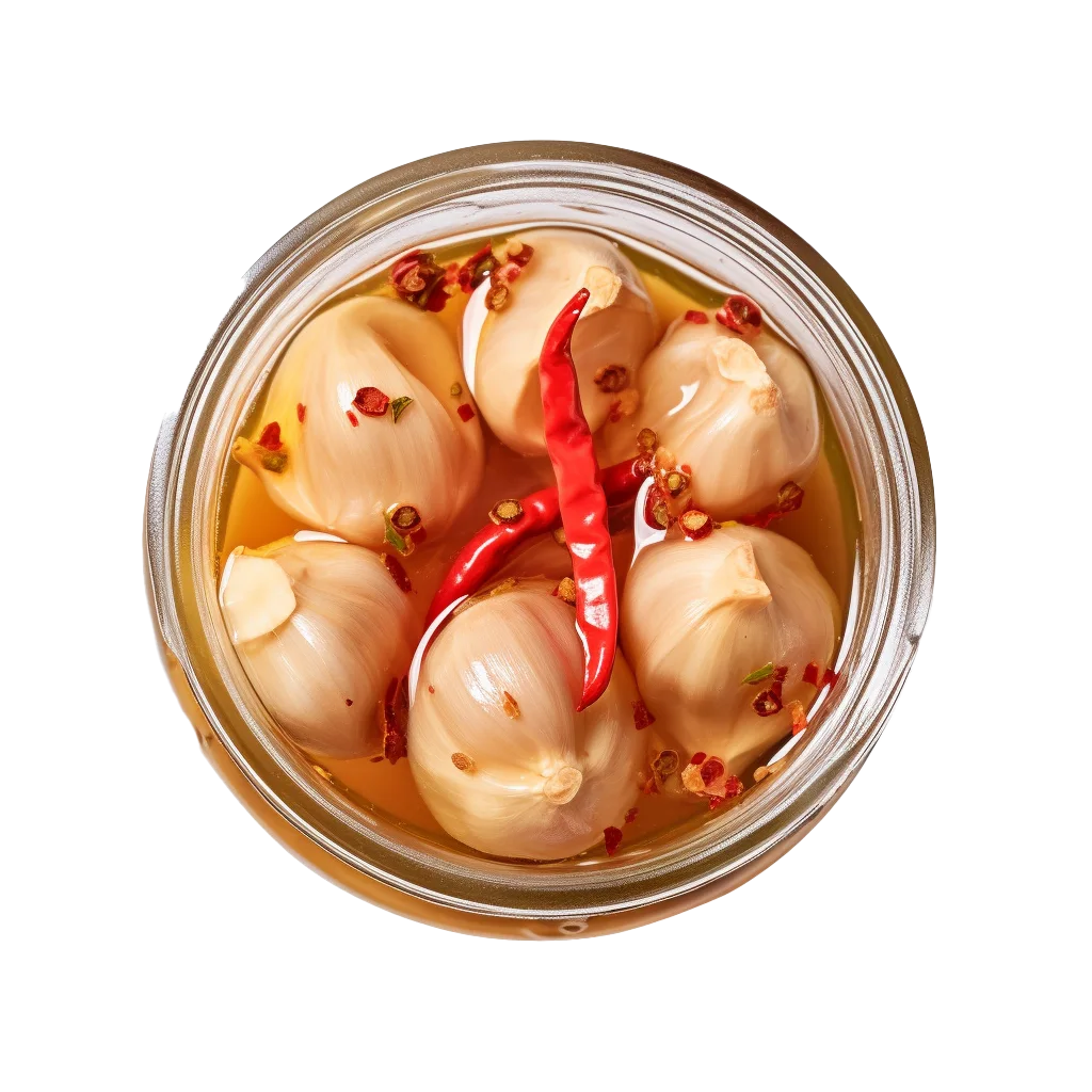 Pickled Garlic Cloves with Chili Jar Free PNG