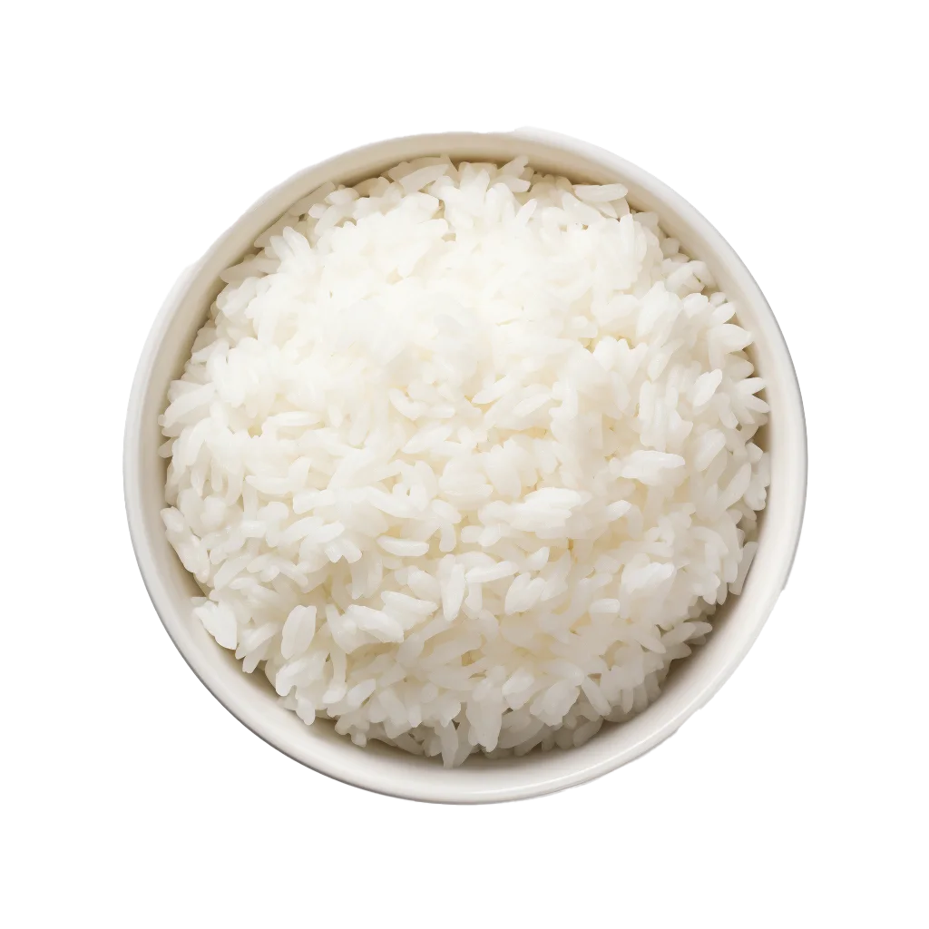 Cooked Jasmine White Rice in Ceramic Bowl Free PNG