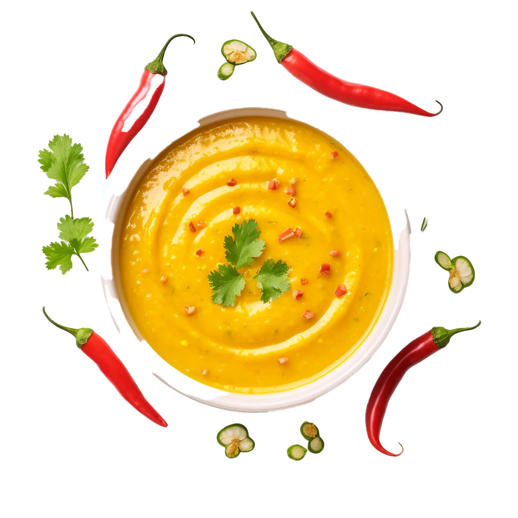 Spicy Yellow Curry Soup with Red Chilies Free PNG