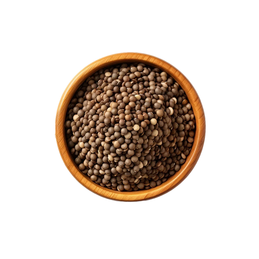 Whole Black Peppercorns in Wooden Bowl Free PNG