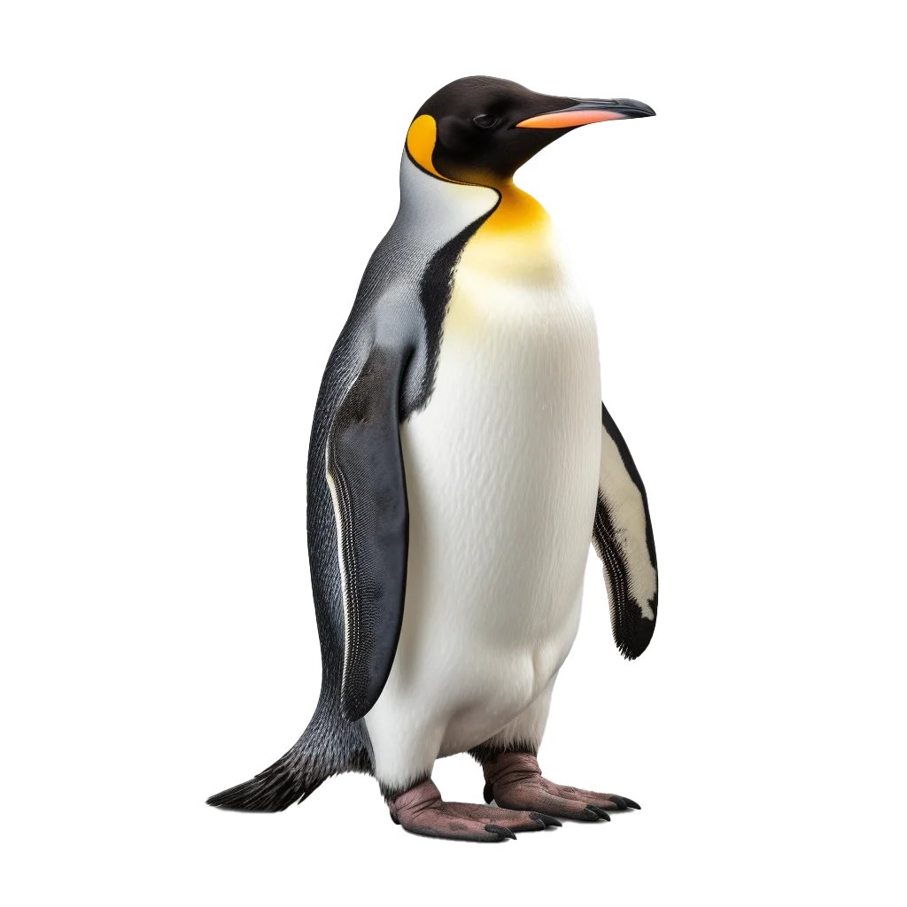 King Penguin Bird Standing Full Body Profile Free PNG
