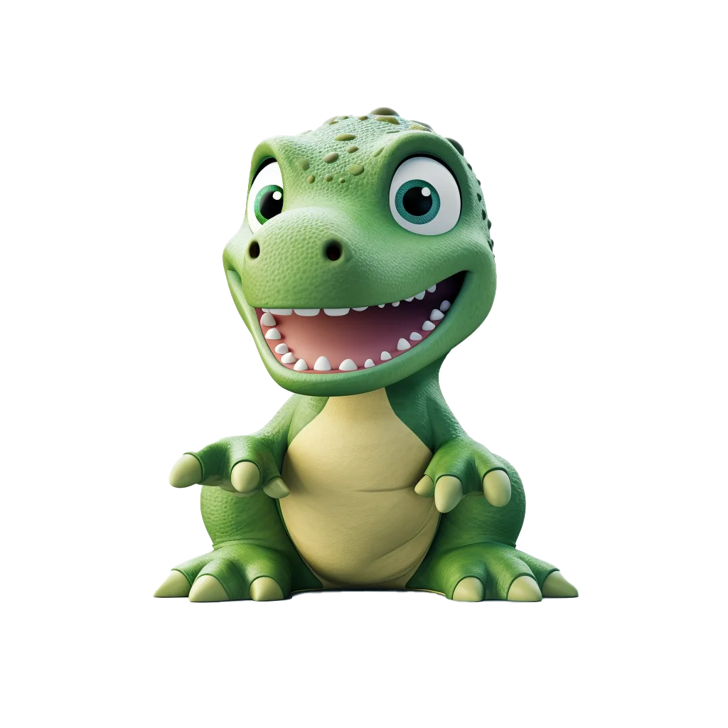 Cute Green Baby Reptile Sitting Free PNG